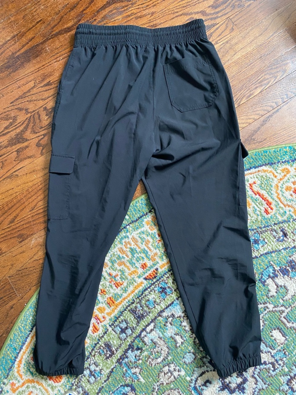 Women's Black Cargo Jogger Pants - Drawstring Waist - Picture 5 of 6